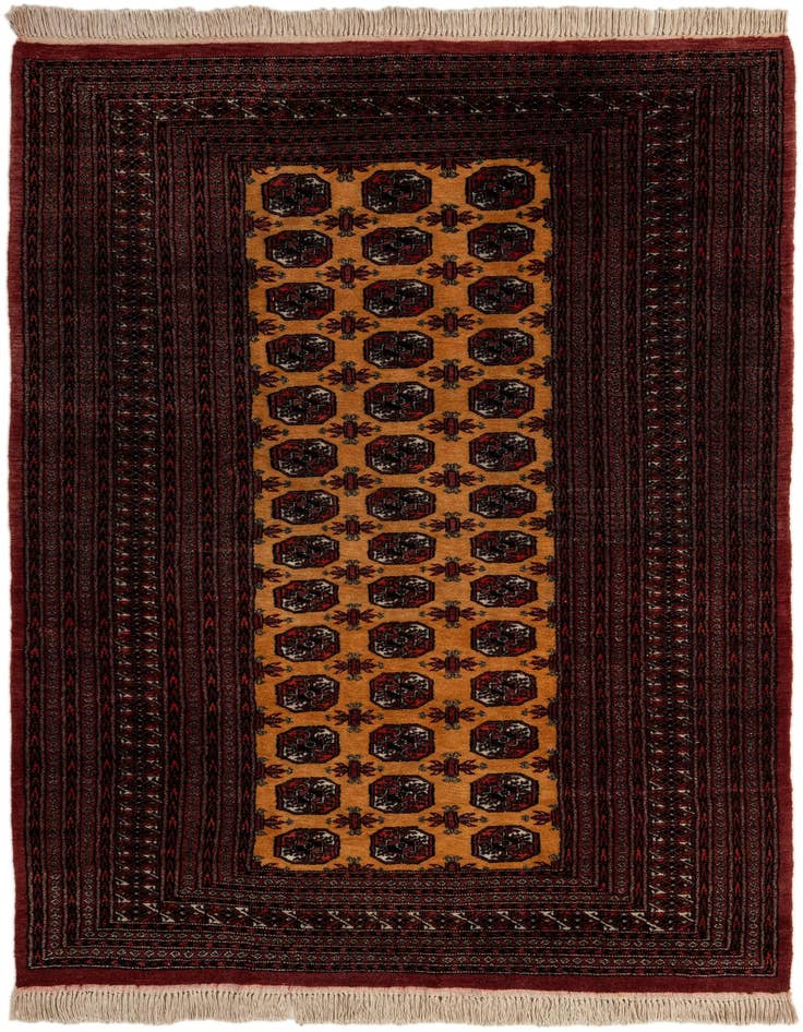 Detail image of 5' 3 x 7' 11 Hand Knotted Torkaman Persian Wool Rug