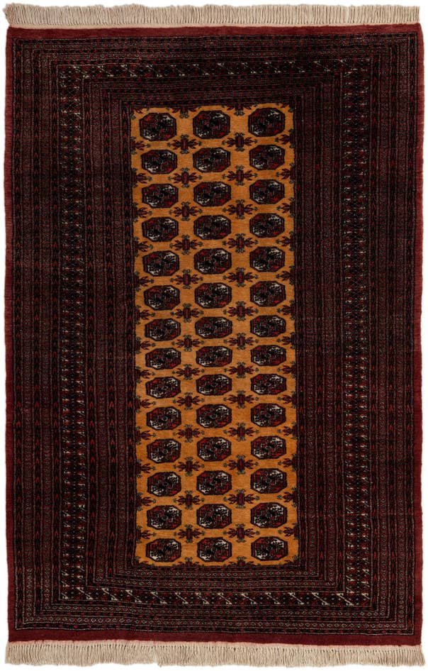 Detail image of 5' 3 x 7' 11 Hand Knotted Torkaman Persian Wool Rug