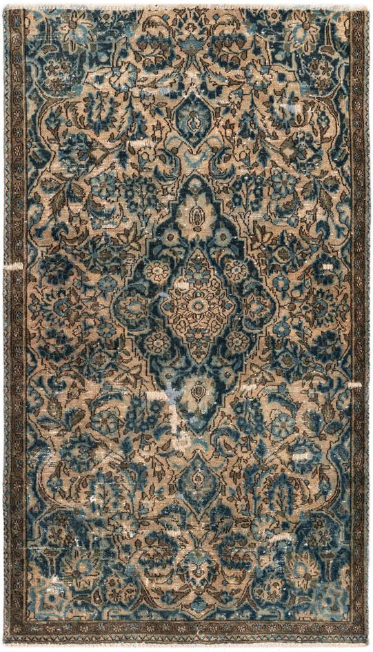 Detail image of 2' 10 x 5' Hand Knotted Ultra Vintage Persian Wool Rug