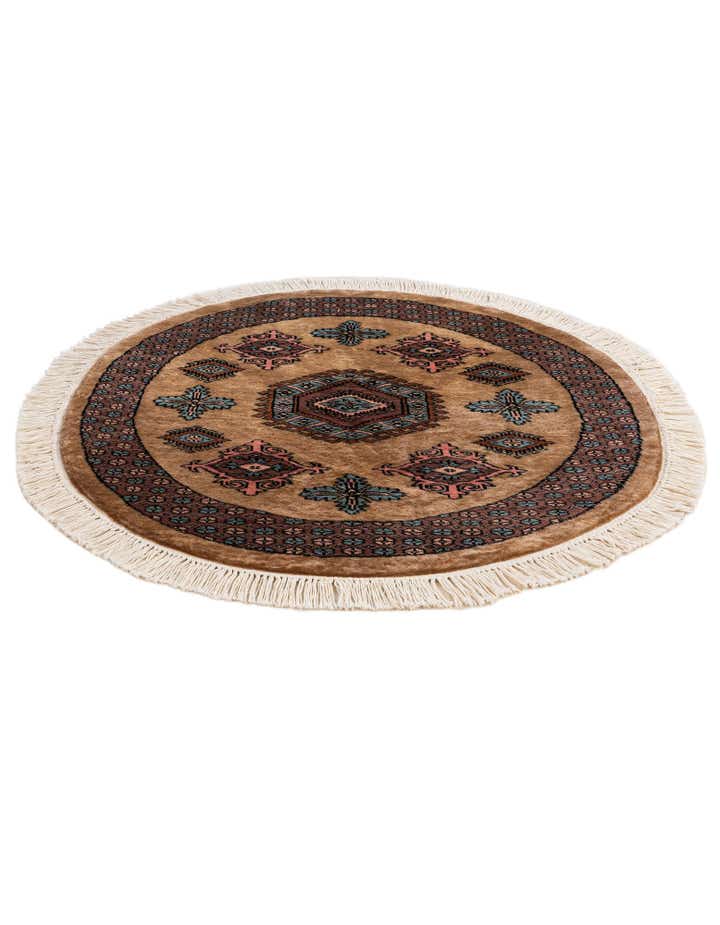 3' 2 x 3' 2 Hand Knotted Bokhara Oriental Wool Round Rug