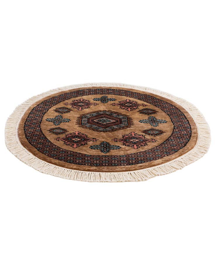 Detail image of 3' 2 x 3' 2 Hand Knotted Bokhara Oriental Wool Round Rug