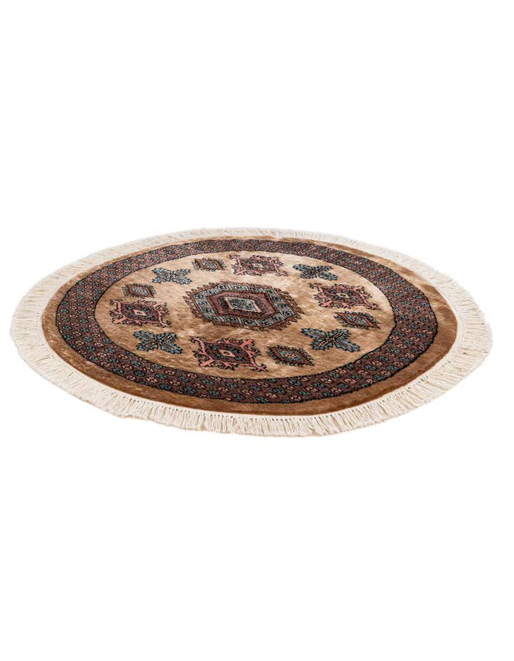 3' 2 x 3' 2 Hand Knotted Bokhara Oriental Wool Round Rug