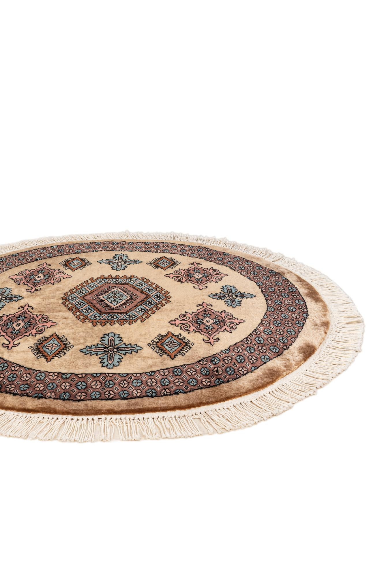 3' 2 x 3' 2 Hand Knotted Bokhara Oriental Wool Round Rug