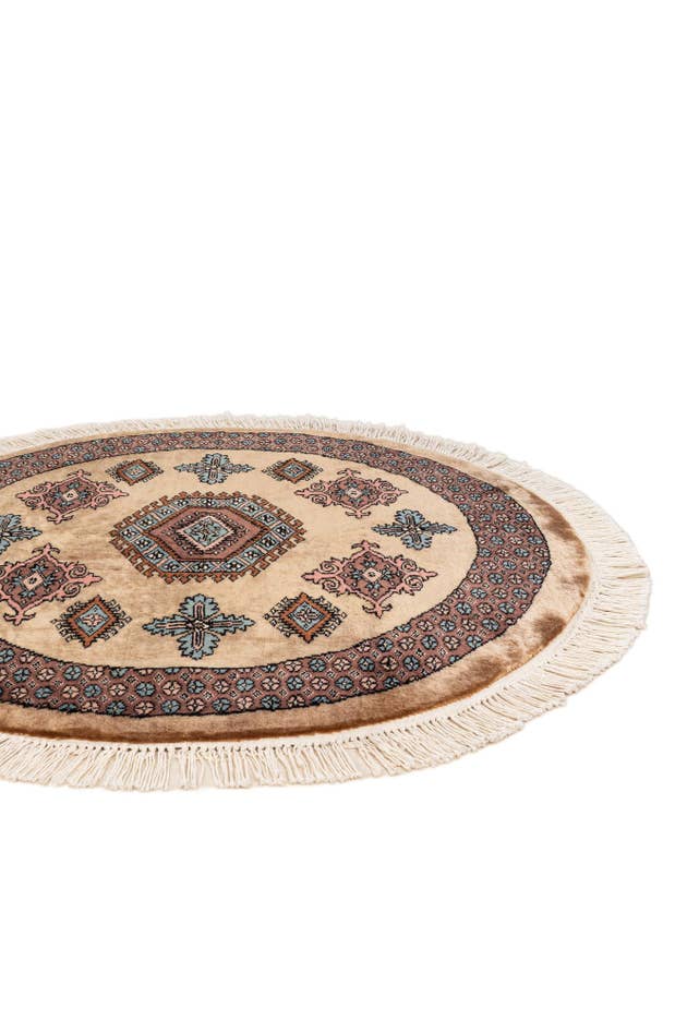Detail image of 3' 2 x 3' 2 Hand Knotted Bokhara Oriental Wool Round Rug