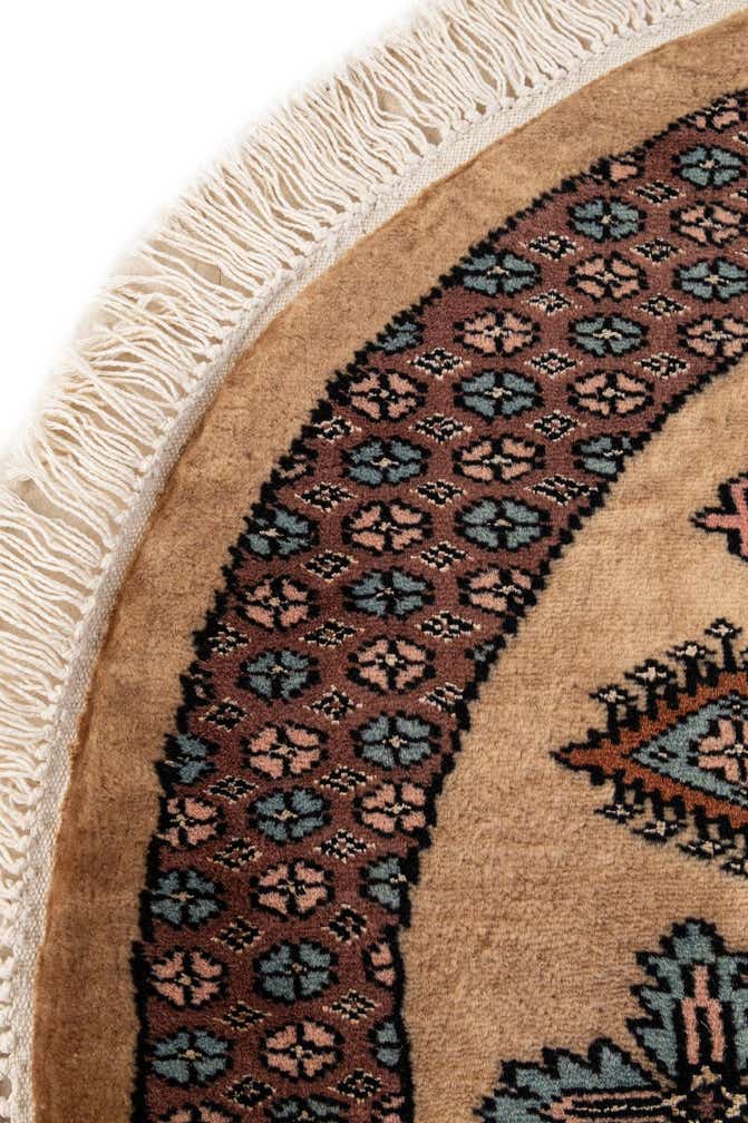 3' 2 x 3' 2 Hand Knotted Bokhara Oriental Wool Round Rug