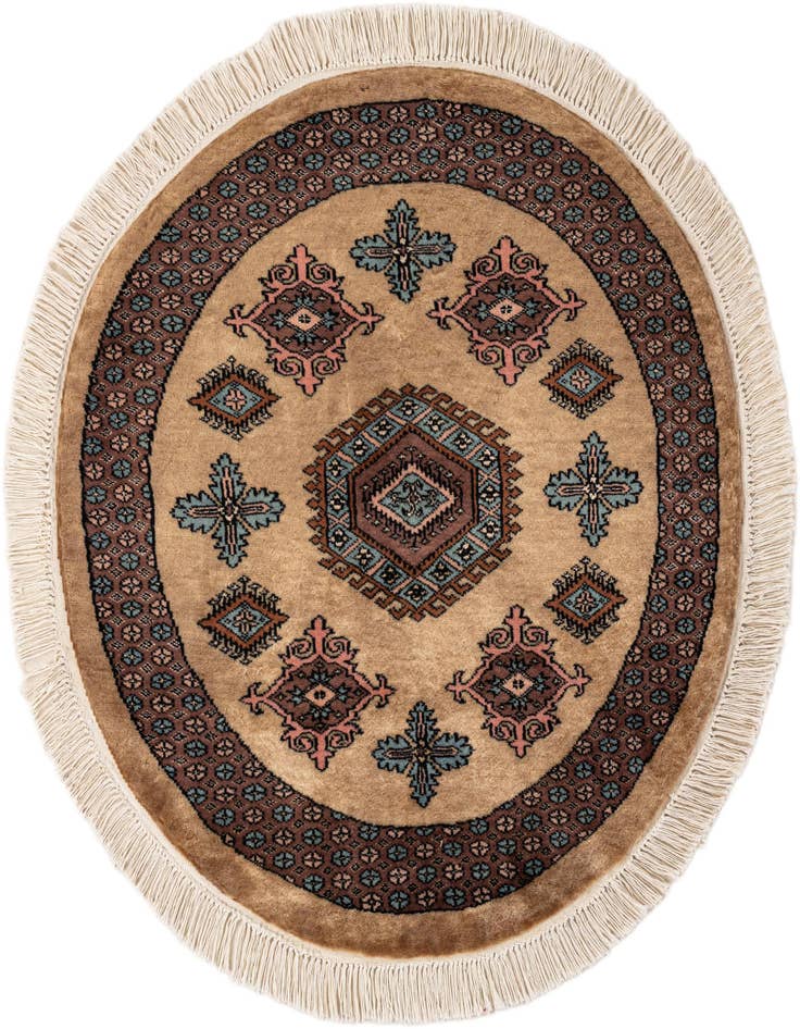 Detail image of 3' 2 x 3' 2 Hand Knotted Bokhara Oriental Wool Round Rug