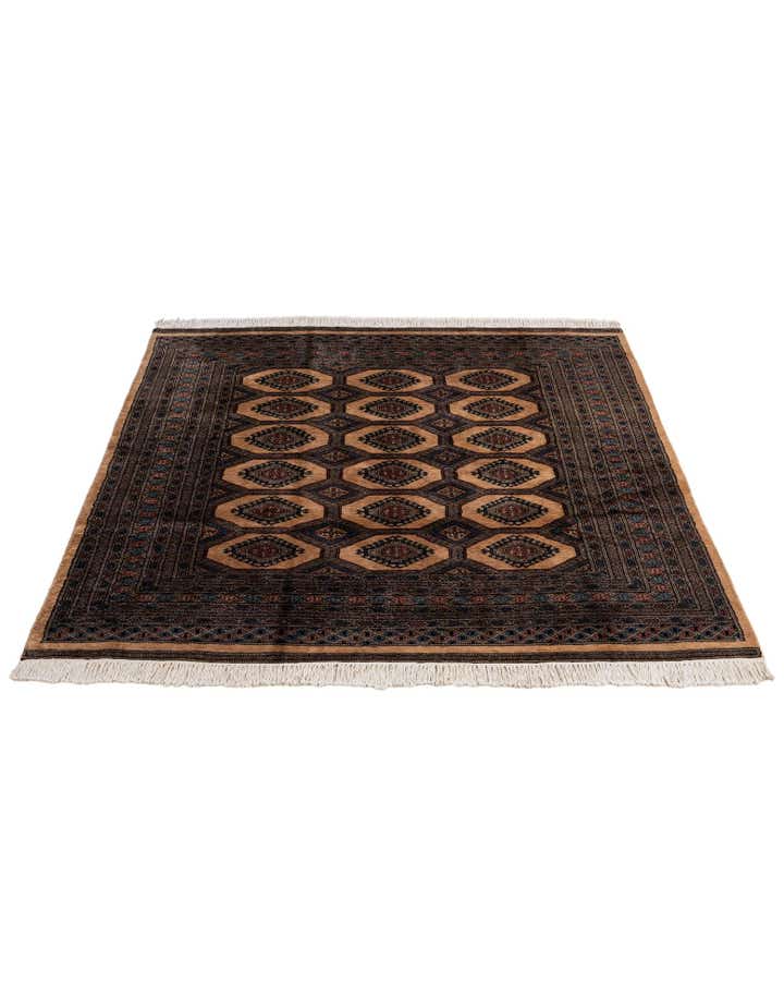 5' 10 x 6' 2 Hand Knotted Bokhara Oriental Wool Round Rug