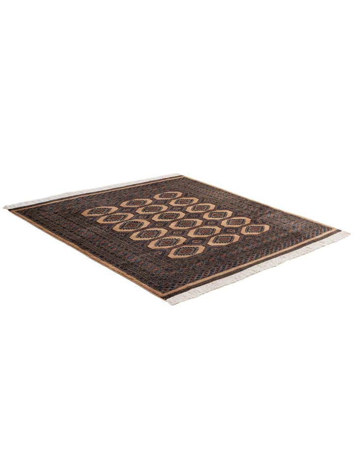 5' 10 x 6' 2 Hand Knotted Bokhara Oriental Wool Round Rug