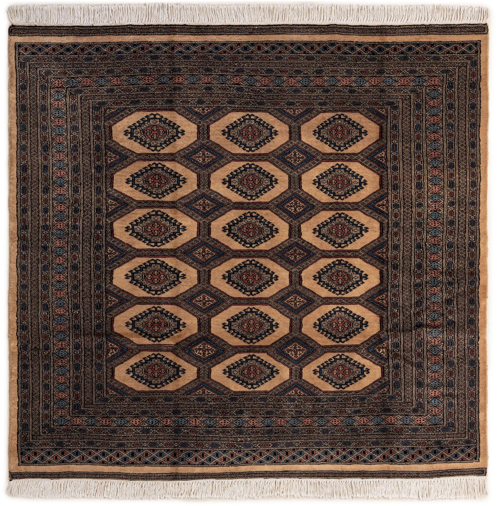 5' 10 x 6' 2 Hand Knotted Bokhara Oriental Wool Round Rug