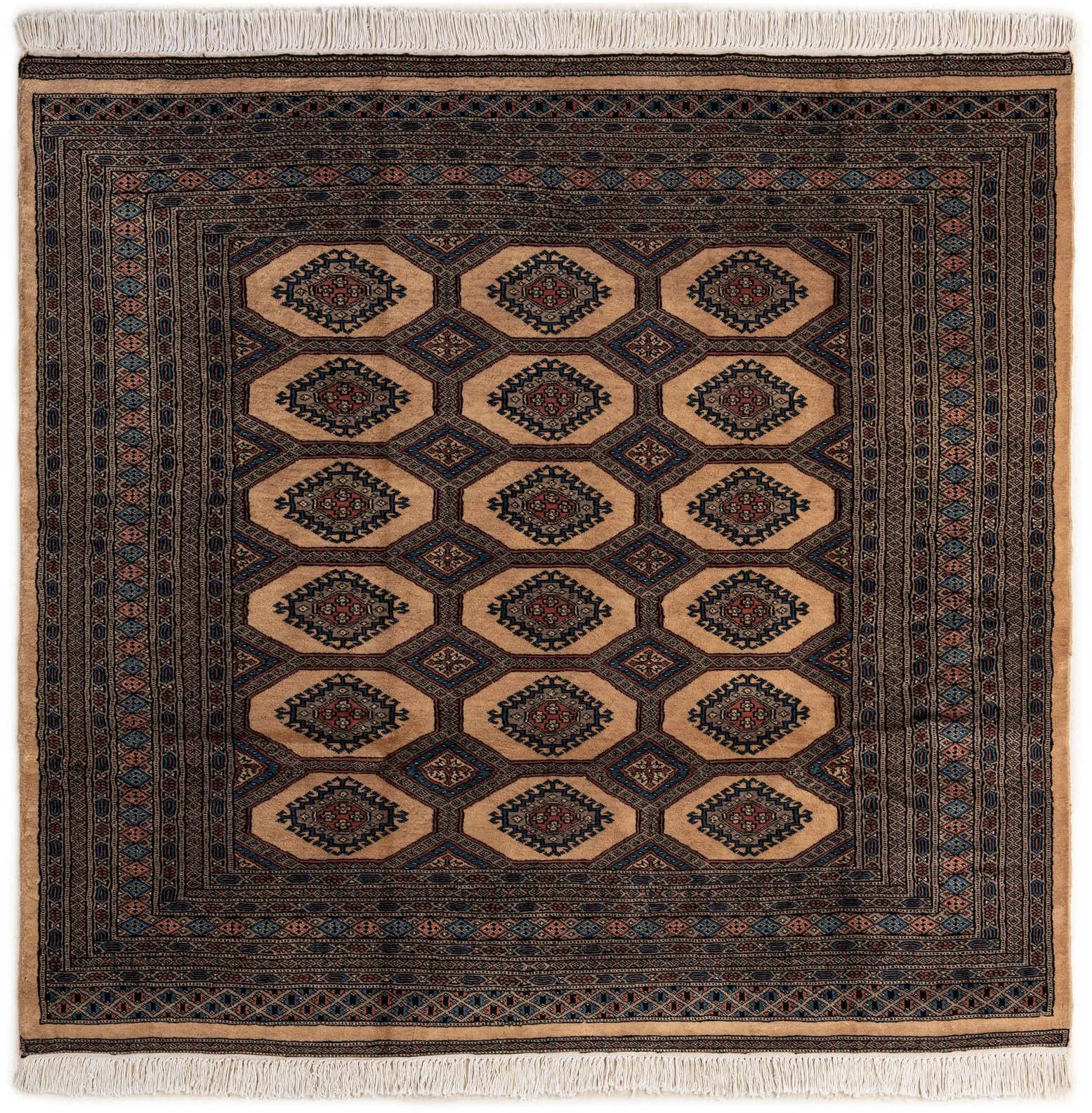 5' 10 x 6' 2 Hand Knotted Bokhara Oriental Wool Round Rug
