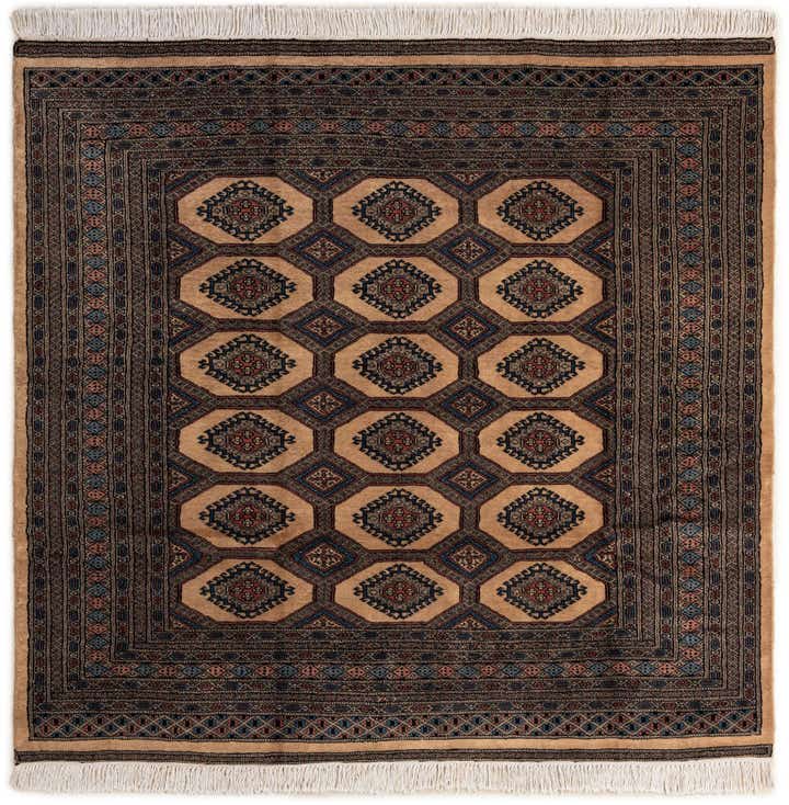 5' 10 x 6' 2 Hand Knotted Bokhara Oriental Wool Round Rug