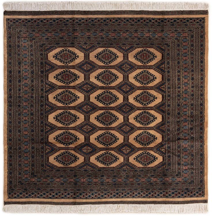 Detail image of 5' 10 x 6' 2 Hand Knotted Bokhara Oriental Wool Round Rug