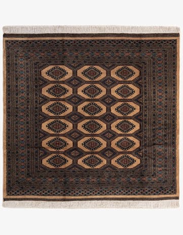 5' 10 x 6' 2 Hand Knotted Bokhara Oriental Wool Round Rug