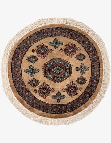 3' 2 x 3' 2 Hand Knotted Bokhara Oriental Wool Round Rug