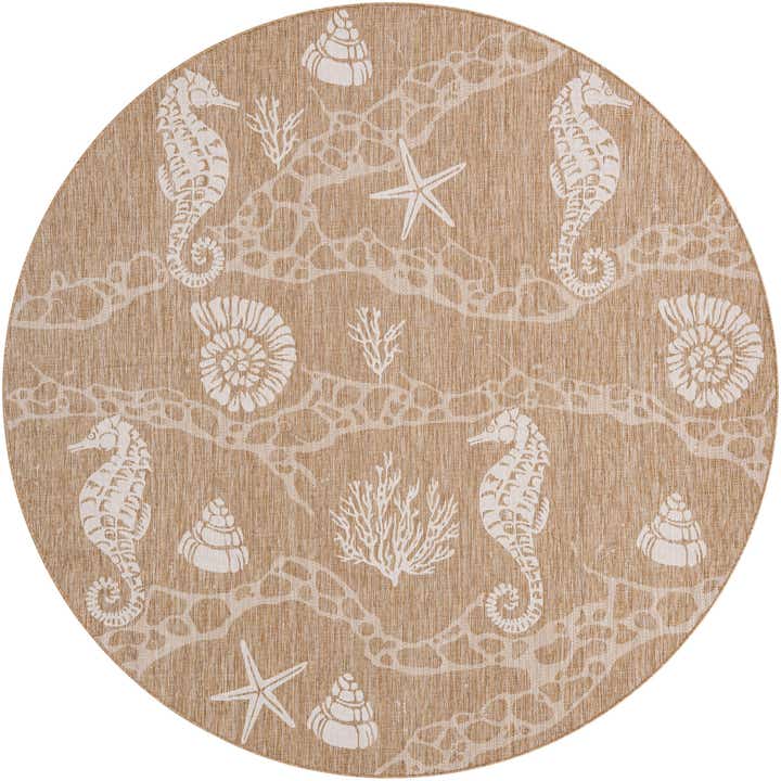 10' x 10' Easy-Clean Coastal Indoor / Outdoor Round Rug
