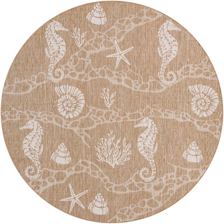 Detail image of 10' x 10' Easy-Clean Coastal Indoor / Outdoor Round Rug