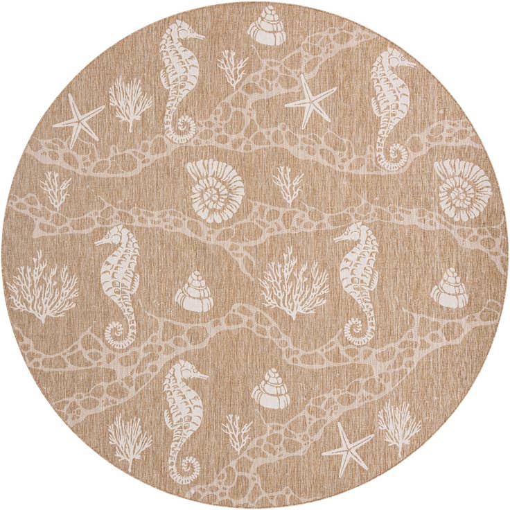 Detail image of 12' x 12' Easy-Clean Coastal Indoor / Outdoor Round Rug