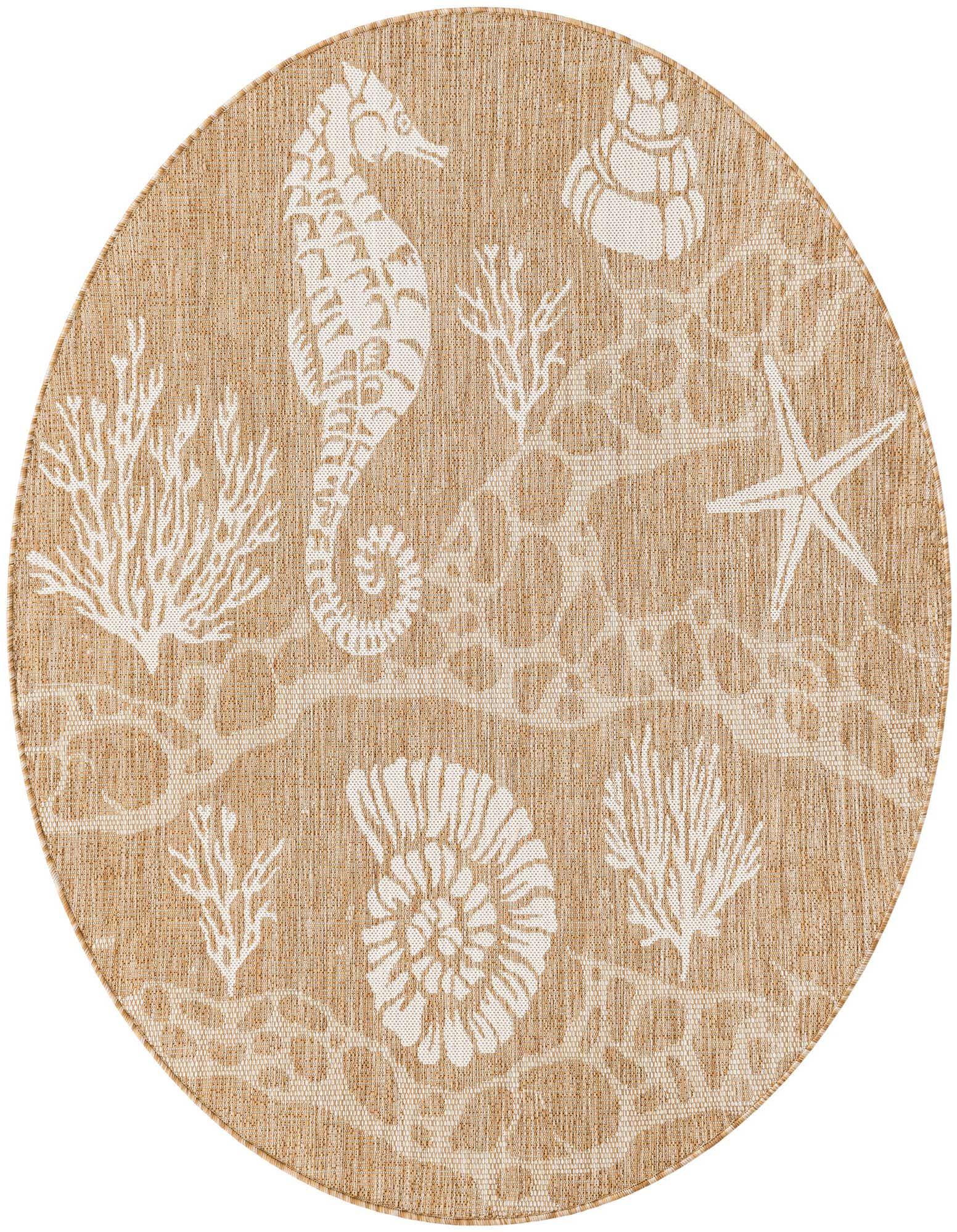 5' 3 x 5' 3 Easy-Clean Coastal Indoor / Outdoor Round Rug