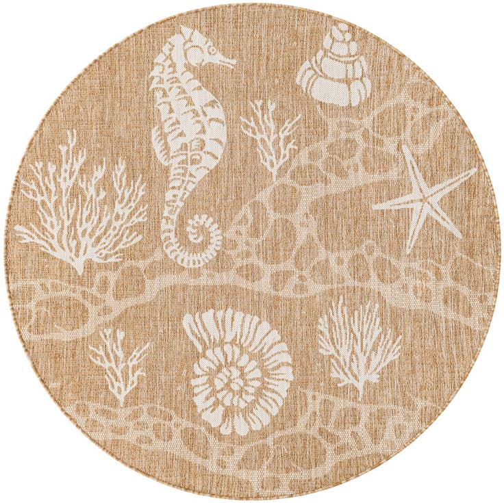 Detail image of 5' 3 x 5' 3 Easy-Clean Coastal Indoor / Outdoor Round Rug