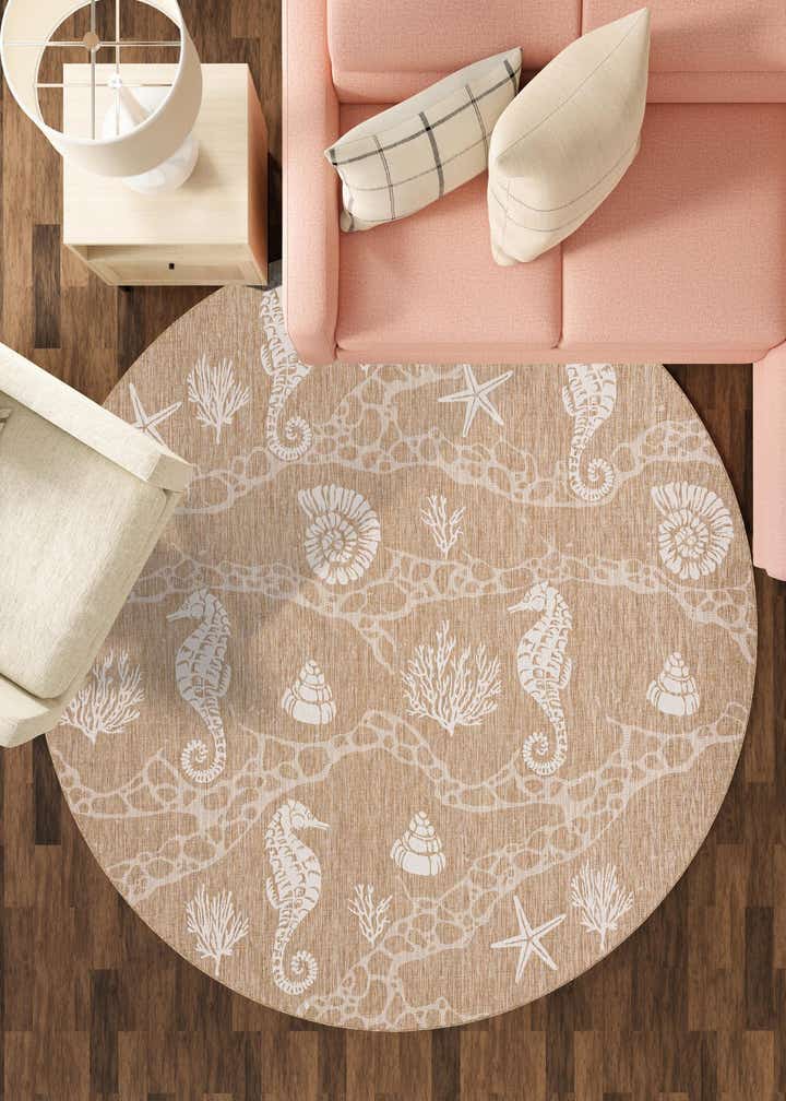 7' 10 x 7' 10 Easy-Clean Coastal Indoor / Outdoor Round Rug