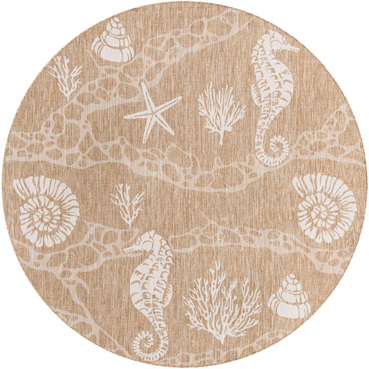 Detail image of 7' 10 x 7' 10 Easy-Clean Coastal Indoor / Outdoor Round Rug