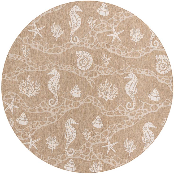 Detail image of 13' x 13' Easy-Clean Coastal Indoor / Outdoor Round Rug