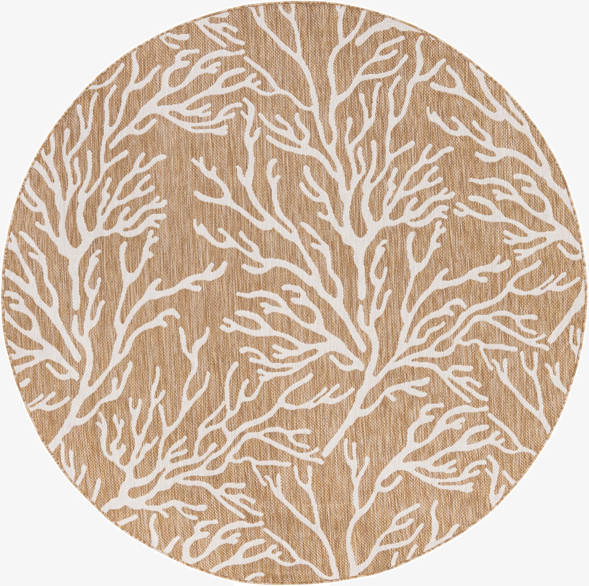 7' 10 x 7' 10  Washable Coastal Indoor / Outdoor Round Rug