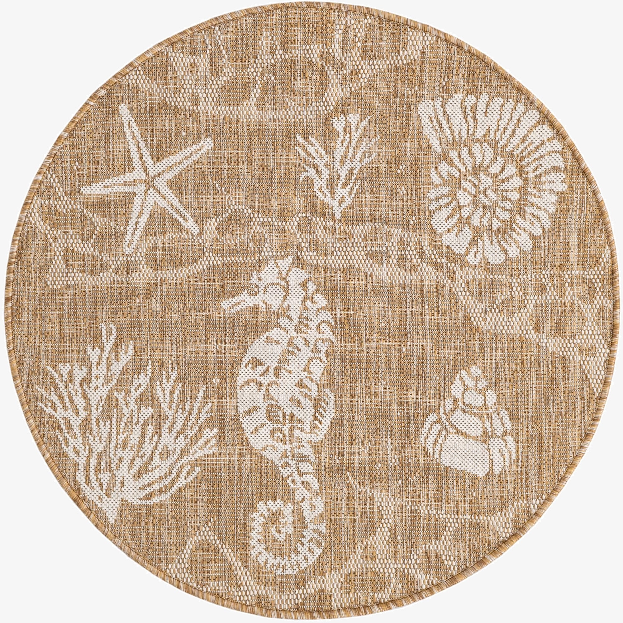 Primary image 3' x 3'  Washable Coastal Indoor / Outdoor Round Rug