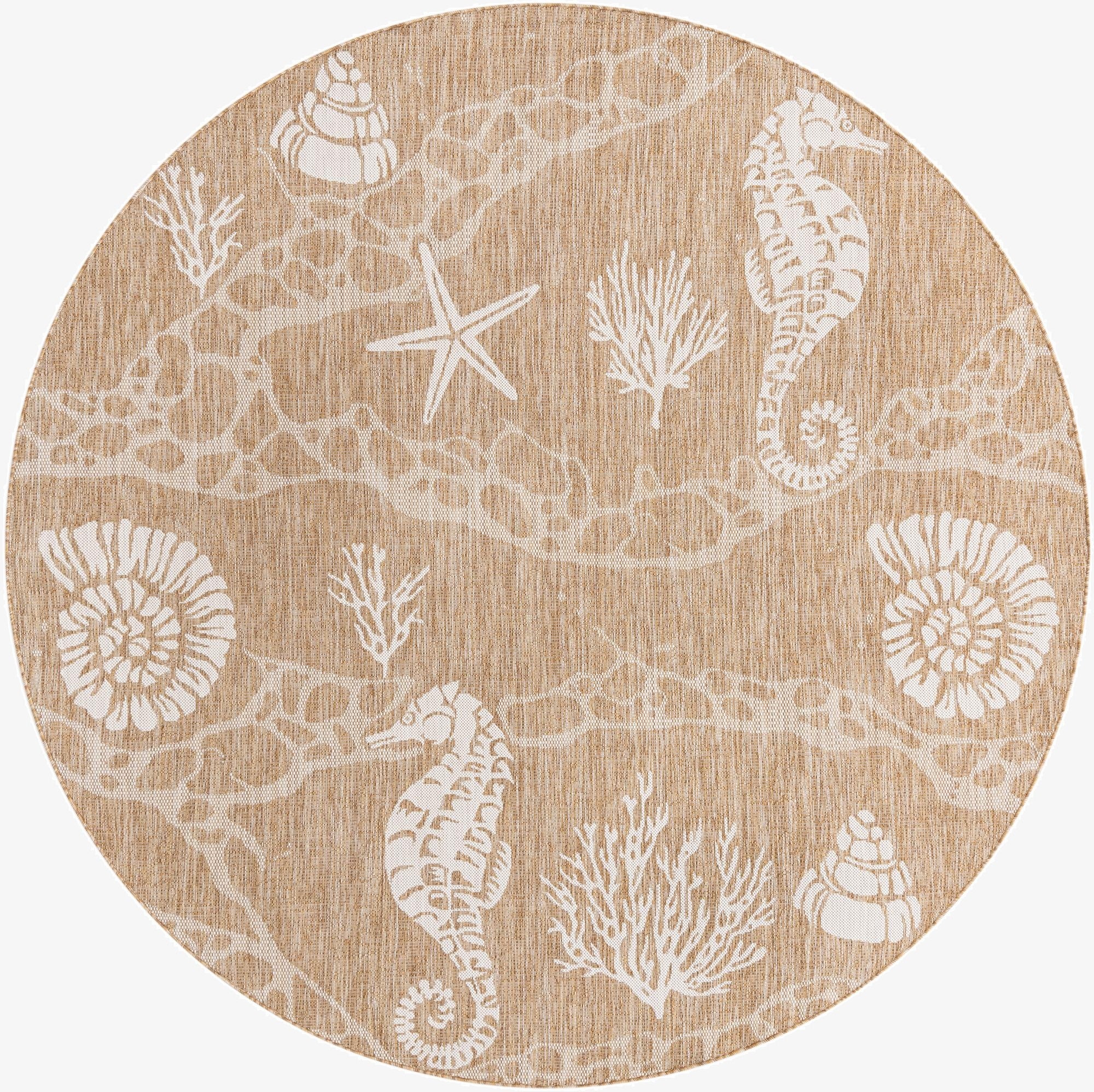 7' 10 x 7' 10  Washable Coastal Indoor / Outdoor Round Rug