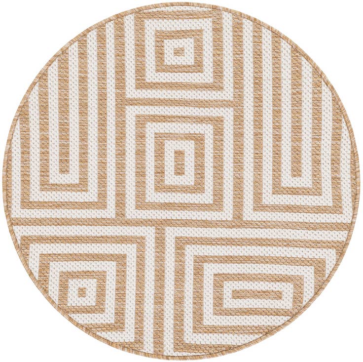 Detail image of 3' x 3' Easy-Clean Modern Indoor / Outdoor Round Rug