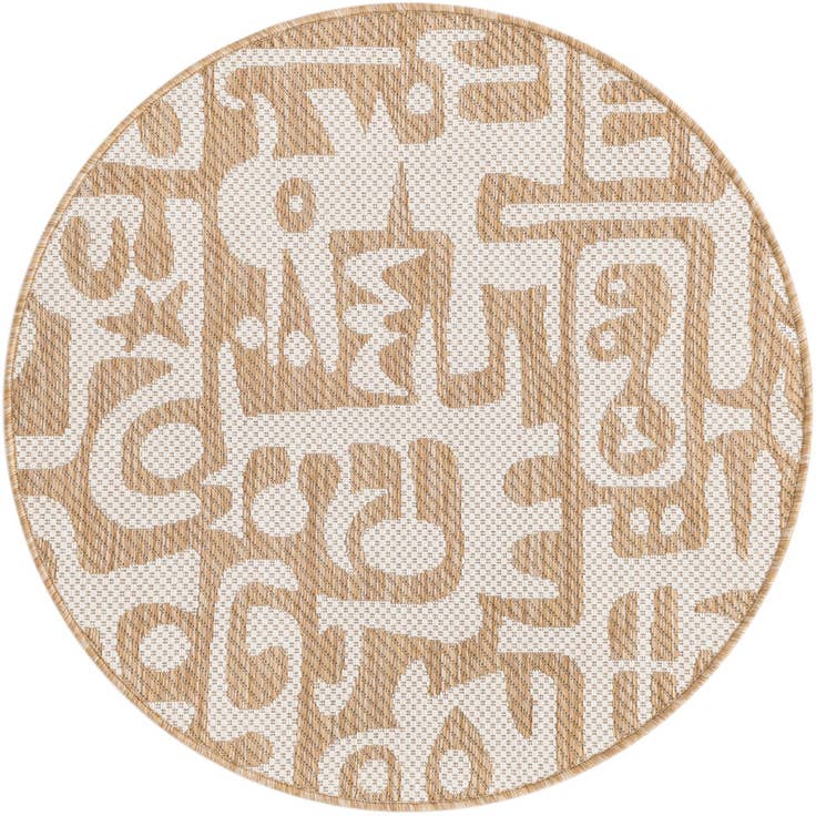 Detail image of 3' x 3' Easy-Clean Modern Indoor / Outdoor Round Rug