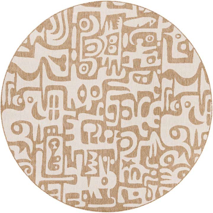 7' 10 x 7' 10 Easy-Clean Modern Indoor / Outdoor Round Rug