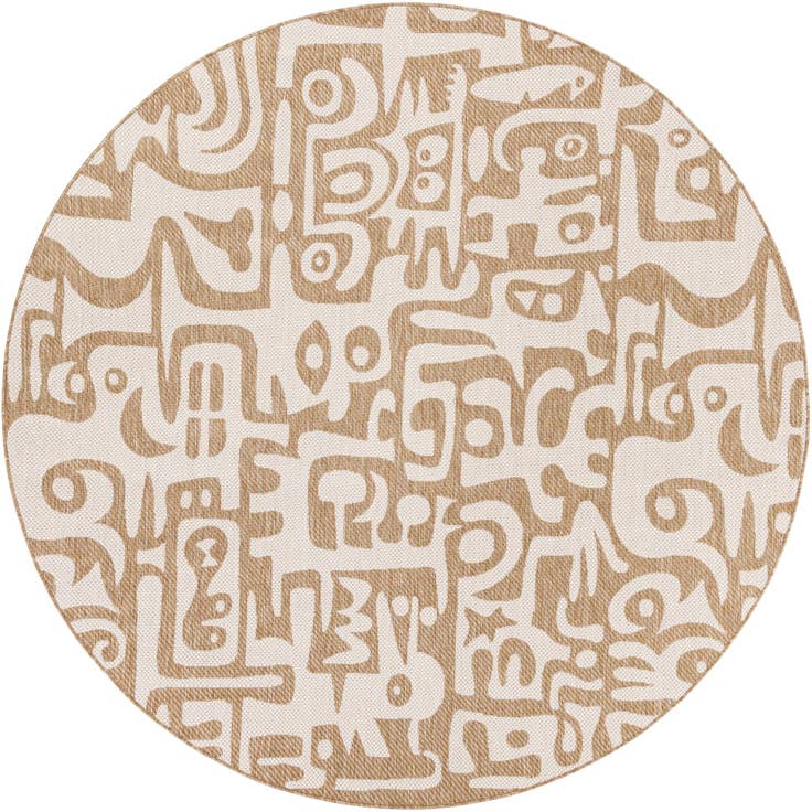 Detail image of 7' 10 x 7' 10 Easy-Clean Modern Indoor / Outdoor Round Rug