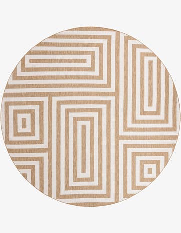 Taupe Easy-Clean Modern Indoor / Outdoor Round Rug
