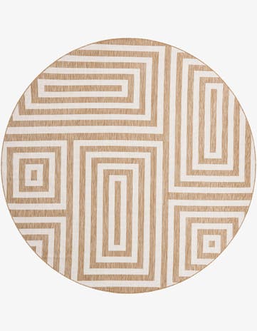 Taupe Easy-Clean Modern Indoor / Outdoor Round Rug