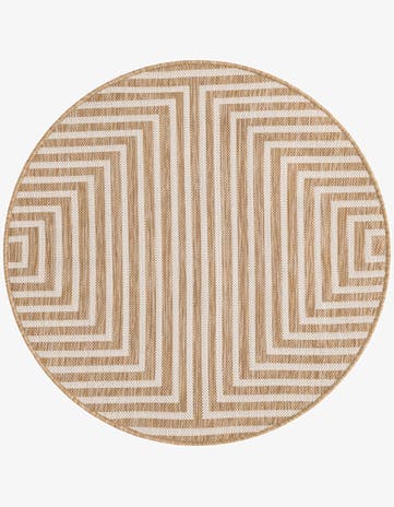 Taupe Easy-Clean Modern Indoor / Outdoor Round Rug