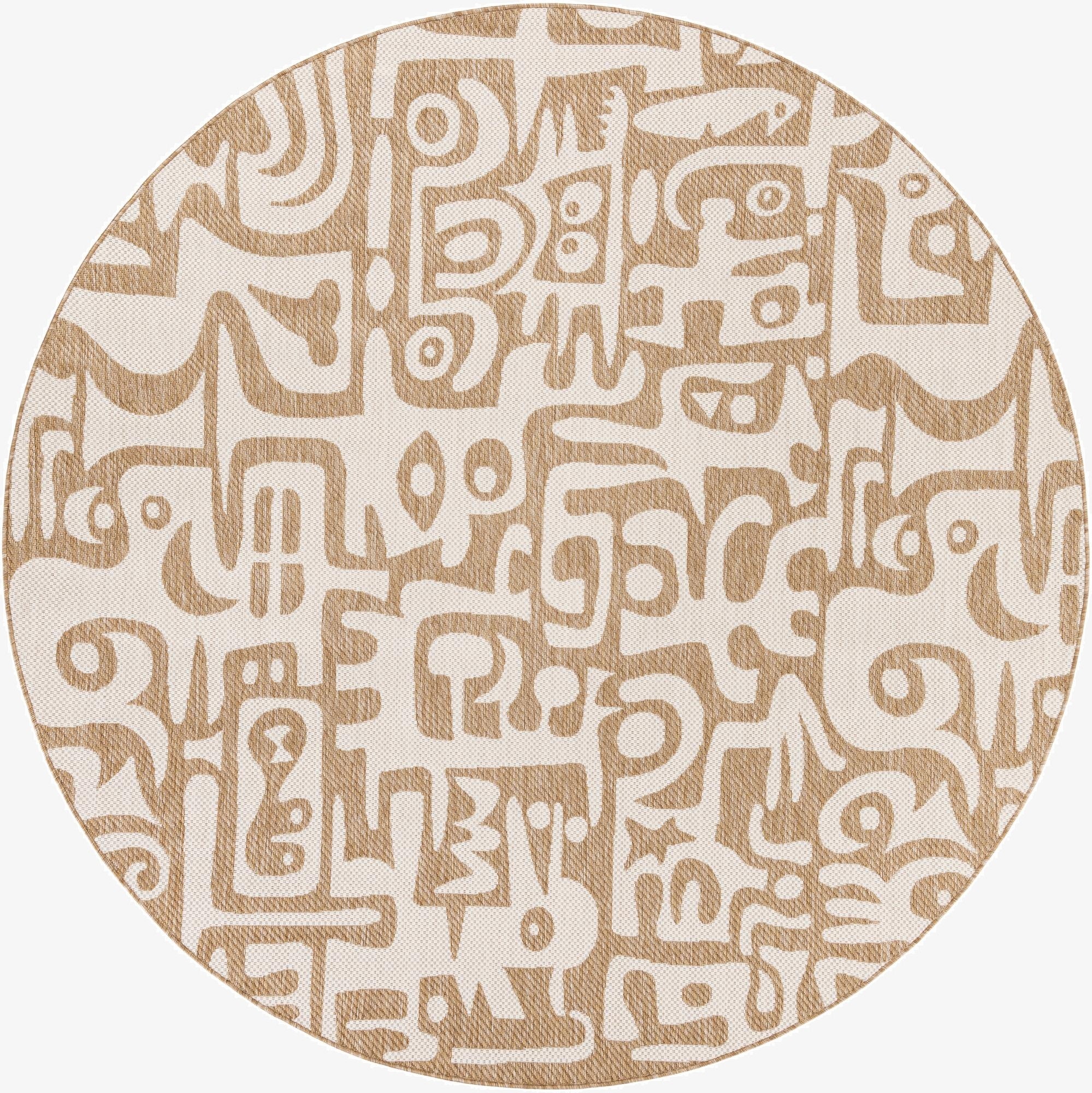 7' 10 x 7' 10  Washable Modern Indoor / Outdoor Round Rug