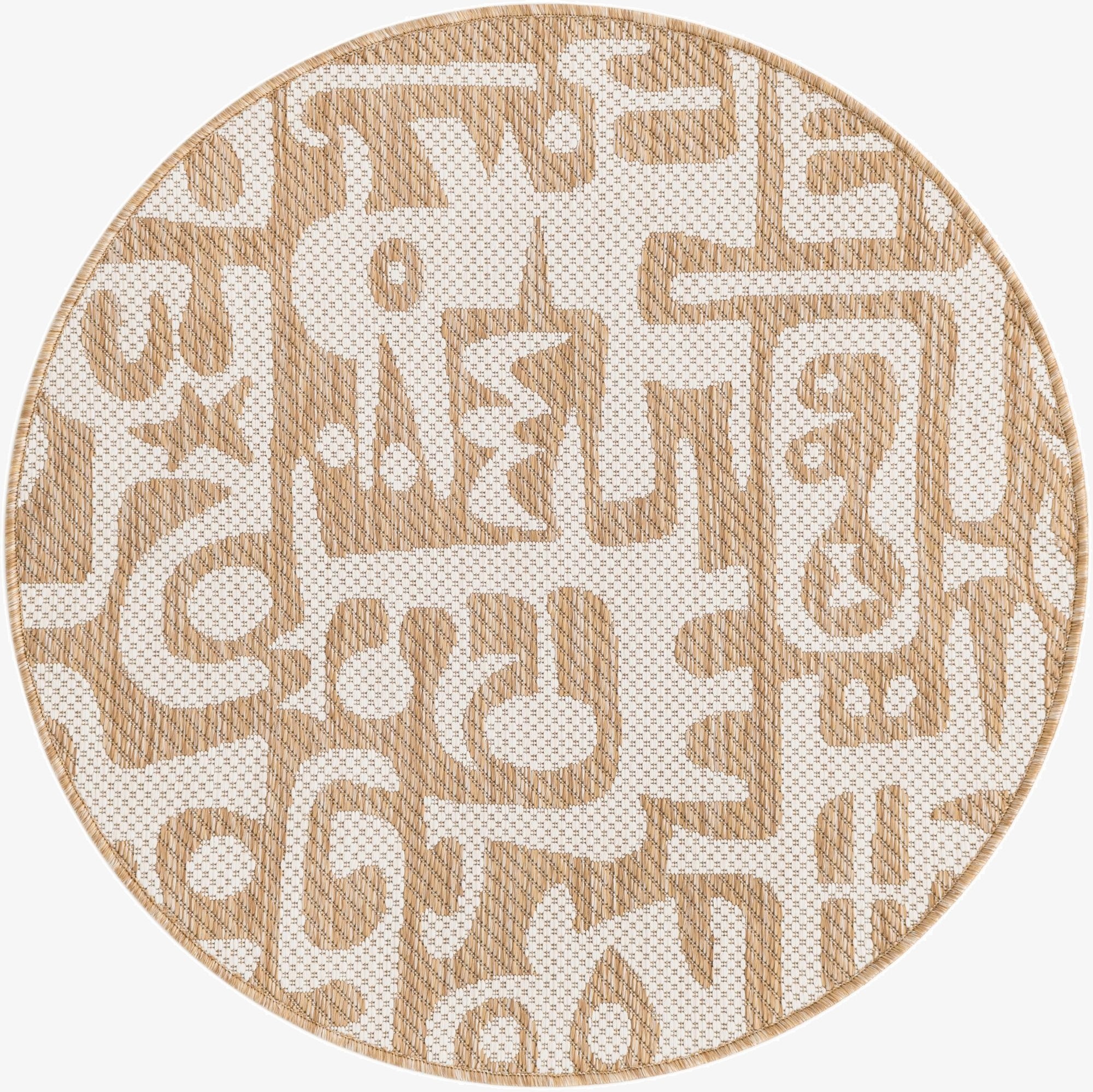 3' x 3'  Washable Modern Indoor / Outdoor Round Rug