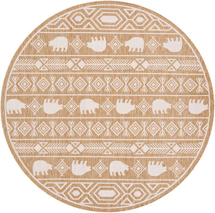 10' x 10' Easy-Clean Southwestern Indoor / Outdoor Round Rug