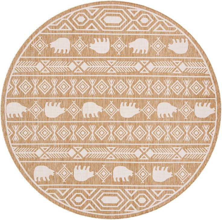 Detail image of 10' x 10' Easy-Clean Southwestern Indoor / Outdoor Round Rug