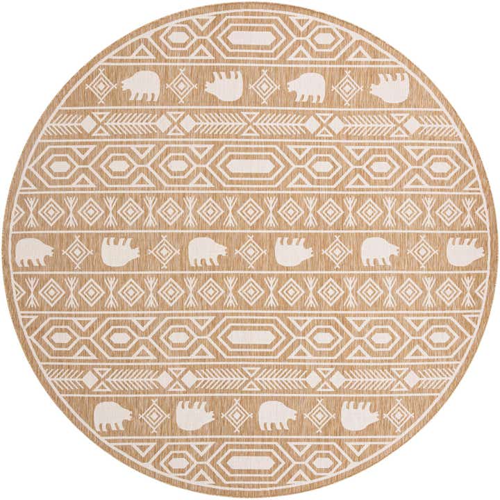 12' x 12' Easy-Clean Southwestern Indoor / Outdoor Round Rug