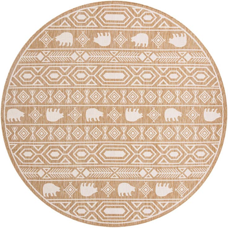 Detail image of 12' x 12' Easy-Clean Southwestern Indoor / Outdoor Round Rug