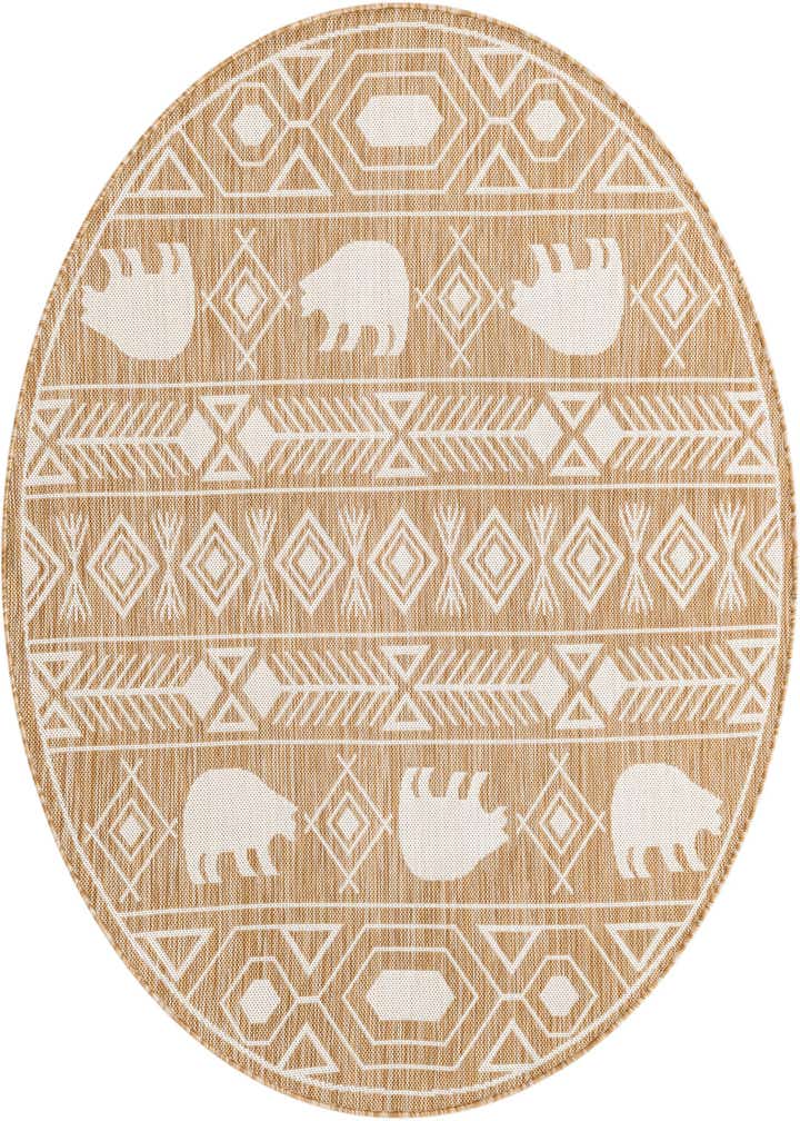 5' 3 x 5' 3 Easy-Clean Southwestern Indoor / Outdoor Round Rug