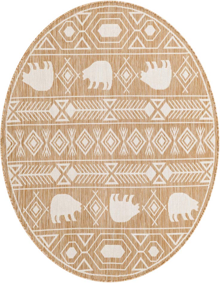 Detail image of 5' 3 x 5' 3 Easy-Clean Southwestern Indoor / Outdoor Round Rug