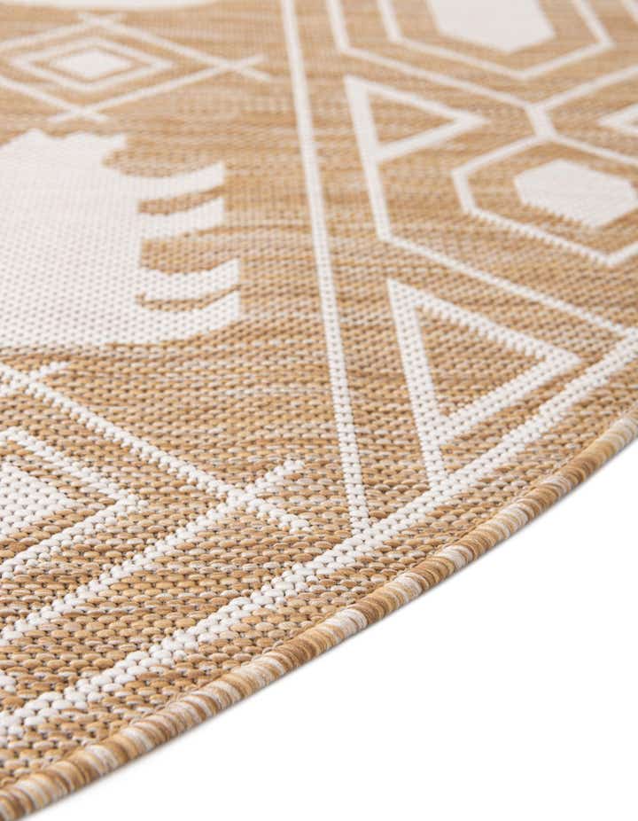 5' 3 x 5' 3 Easy-Clean Southwestern Indoor / Outdoor Round Rug