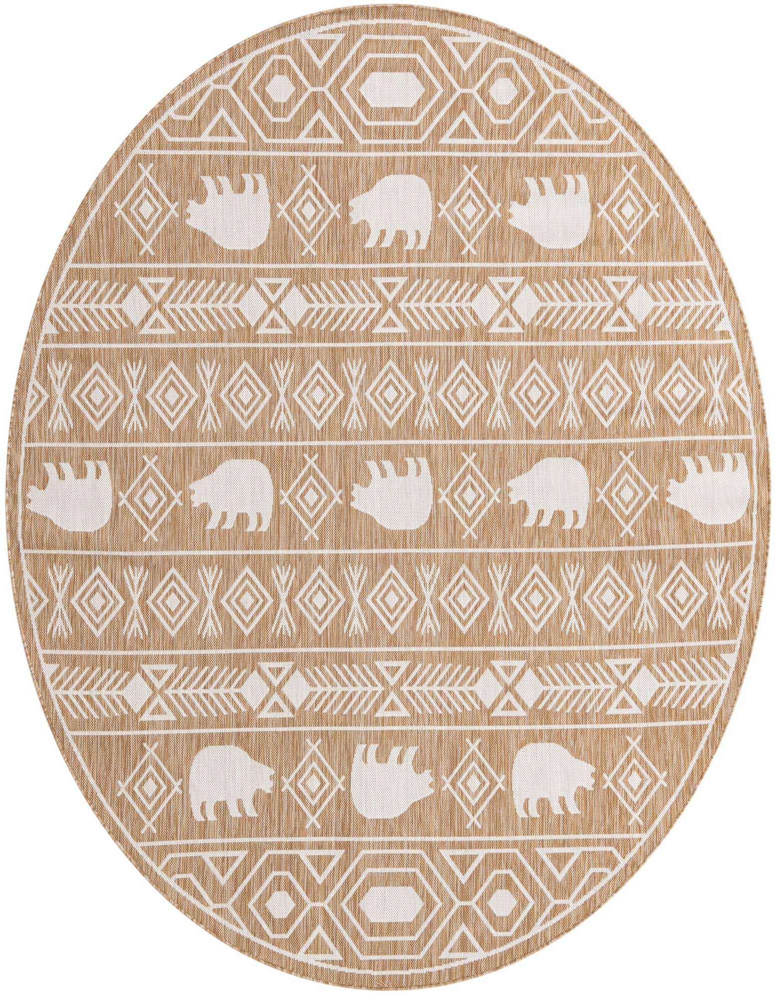 7' 10 x 7' 10 Easy-Clean Southwestern Indoor / Outdoor Round Rug