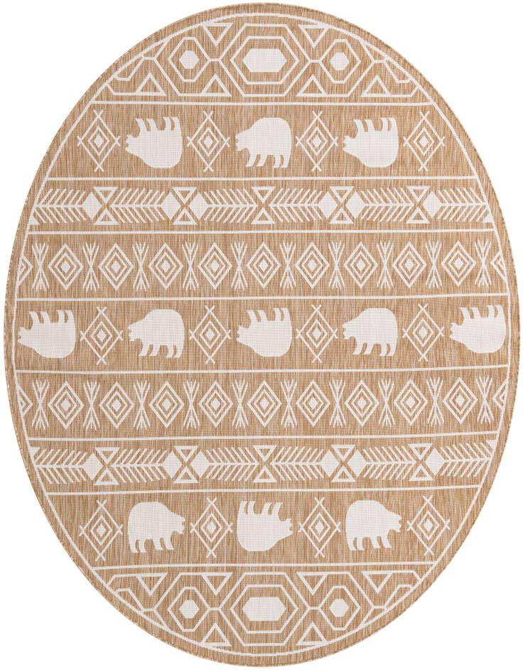 Detail image of 7' 10 x 7' 10 Easy-Clean Southwestern Indoor / Outdoor Round Rug