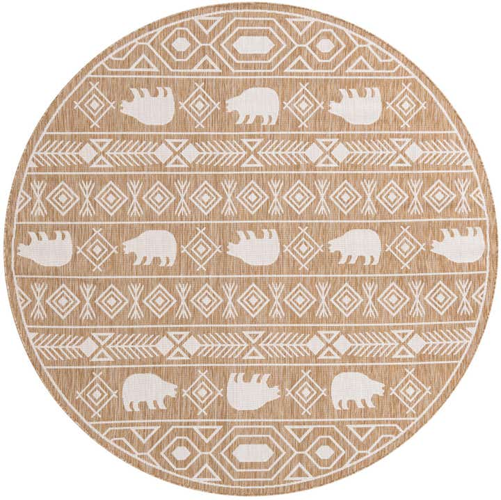 7' 10 x 7' 10 Easy-Clean Southwestern Indoor / Outdoor Round Rug