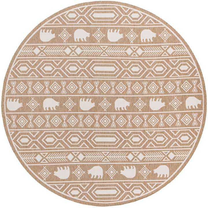 13' x 13' Easy-Clean Southwestern Indoor / Outdoor Round Rug