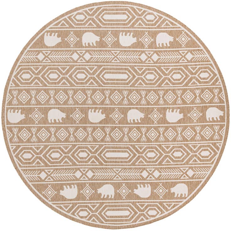 Detail image of 13' x 13' Easy-Clean Southwestern Indoor / Outdoor Round Rug
